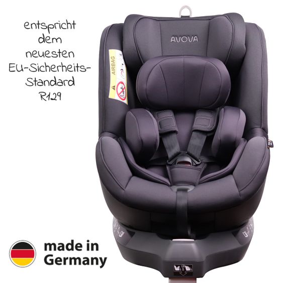 Avova Reboarder-Kindersitz Sperber-Fix i-Size 40 cm - 105 cm / ab der Geburt bis 4 Jahre mit Isofix - Koala Grey