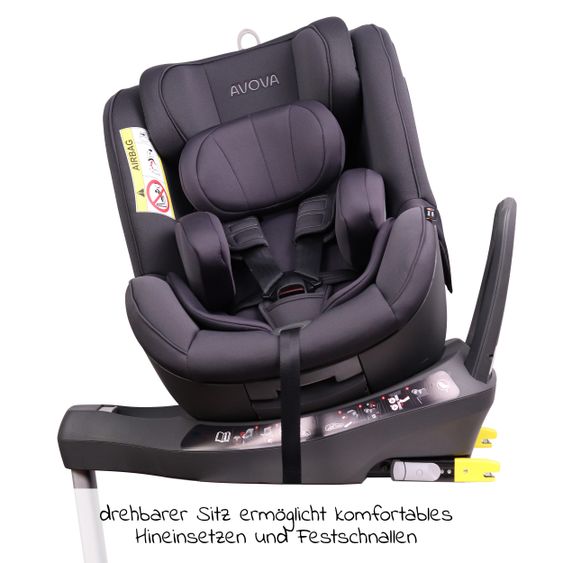 Avova Reboarder-Kindersitz Sperber-Fix i-Size 40 cm - 105 cm / ab der Geburt bis 4 Jahre mit Isofix - Koala Grey