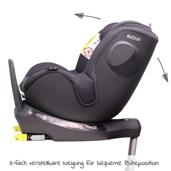 Avova Reboarder-Kindersitz Sperber-Fix i-Size 40 cm - 105 cm / ab der Geburt bis 4 Jahre mit Isofix - Koala Grey