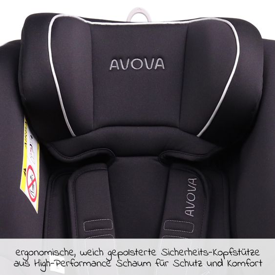 Avova Reboarder-Kindersitz Sperber-Fix i-Size 40 cm - 105 cm / ab der Geburt bis 4 Jahre mit Isofix - Pearl Black