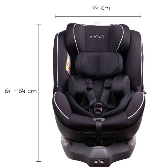 Avova Reboarder-Kindersitz Sperber-Fix i-Size 40 cm - 105 cm / ab der Geburt bis 4 Jahre mit Isofix - Pearl Black