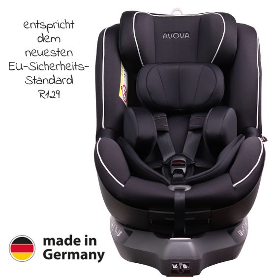 Avova Reboarder-Kindersitz Sperber-Fix i-Size 40 cm - 105 cm / ab der Geburt bis 4 Jahre mit Isofix - Pearl Black