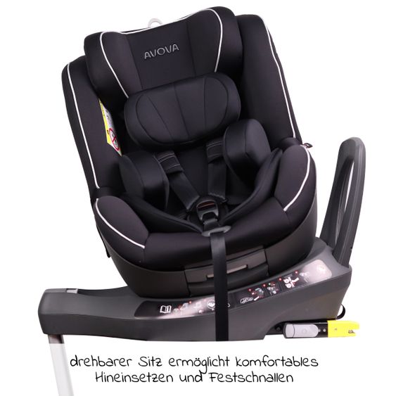 Avova Reboarder-Kindersitz Sperber-Fix i-Size 40 cm - 105 cm / ab der Geburt bis 4 Jahre mit Isofix - Pearl Black