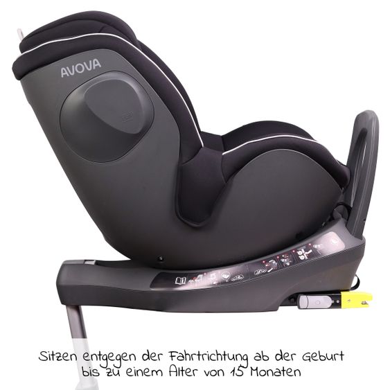 Avova Reboarder-Kindersitz Sperber-Fix i-Size 40 cm - 105 cm / ab der Geburt bis 4 Jahre mit Isofix - Pearl Black