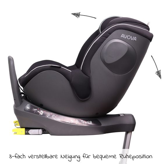 Avova Reboarder-Kindersitz Sperber-Fix i-Size 40 cm - 105 cm / ab der Geburt bis 4 Jahre mit Isofix - Pearl Black