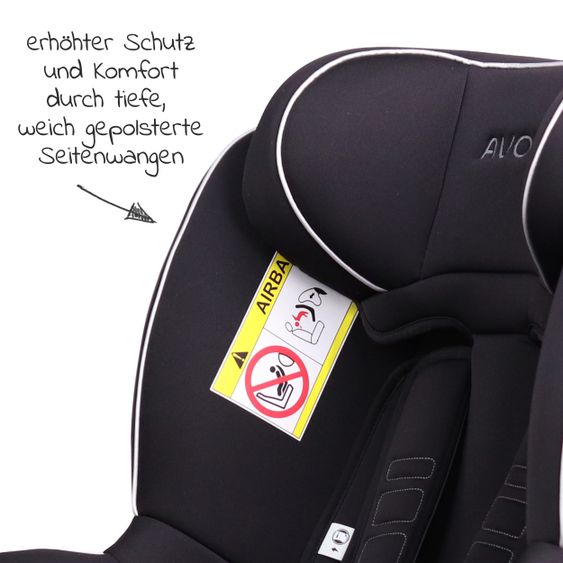 Avova Reboarder-Kindersitz Sperber-Fix i-Size 40 cm - 105 cm / ab der Geburt bis 4 Jahre mit Isofix - Pearl Black