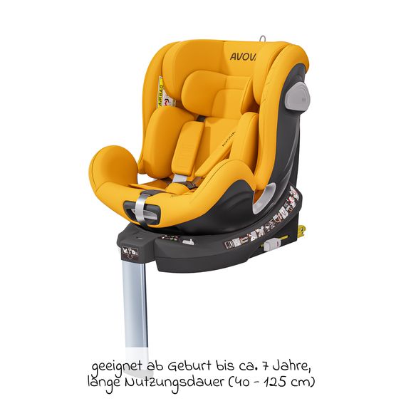 Avova Reboarder child seat Swan-Fix i-Size from birth to 7 years (40 cm -125 cm) incl. Isofix base - Beach Yello
