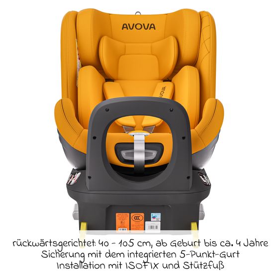 Avova Reboarder child seat Swan-Fix i-Size from birth to 7 years (40 cm -125 cm) incl. Isofix base - Beach Yello