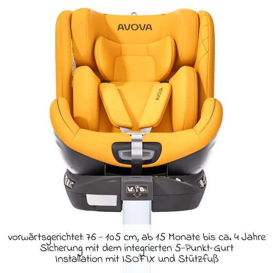 Avova Reboarder child seat Swan-Fix i-Size from birth to 7 years (40 cm -125 cm) incl. Isofix base - Beach Yello