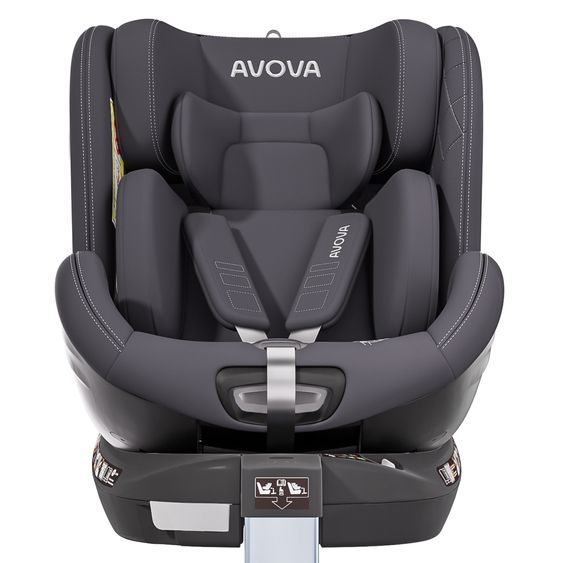Avova Seggiolino Reboarder Swan-Fix i-Size dalla nascita a 7 anni (40 cm -125 cm) con base Isofix - Grigio Koala