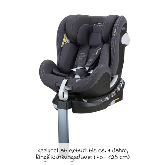 Avova Seggiolino Reboarder Swan-Fix i-Size dalla nascita a 7 anni (40 cm -125 cm) con base Isofix - Grigio Koala