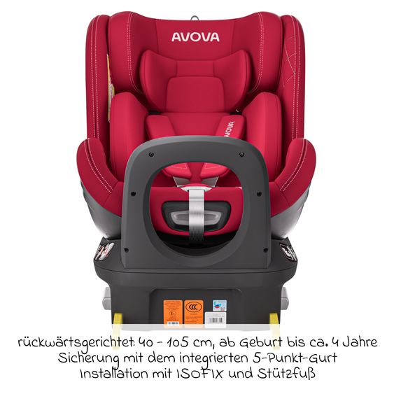 Avova Reboarder child seat Swan-Fix i-Size from birth to 7 years (40 cm -125 cm) incl. Isofix base - Maple Red