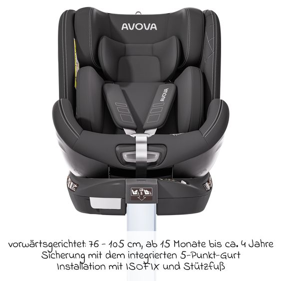 Avova Reboarder child seat Swan-Fix i-Size from birth to 7 years (40 cm -125 cm) incl. Isofix base - Pearl Black