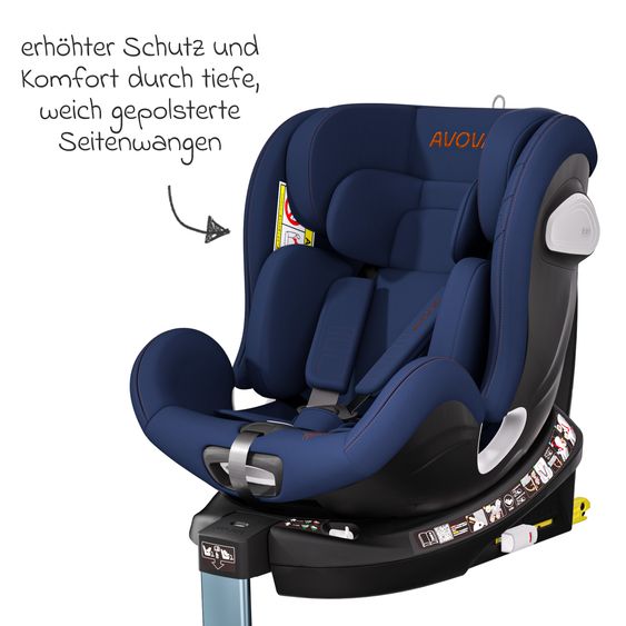 Avova Reboarder child seat Swan-Fix i-Size from birth to 7 years (40 cm -125 cm) incl. Isofix base - River Blue