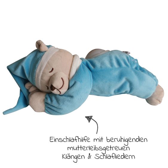 Babiage Doodoo Einschlafhilfe mit Nachtlicht - Bär - Türkis
