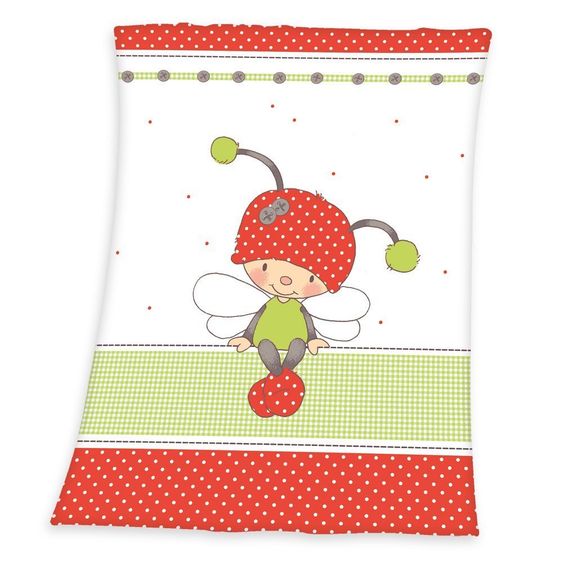 Baby Best Kuscheldecke 75 x 100 cm - Käferchen Rot Grün Weiß