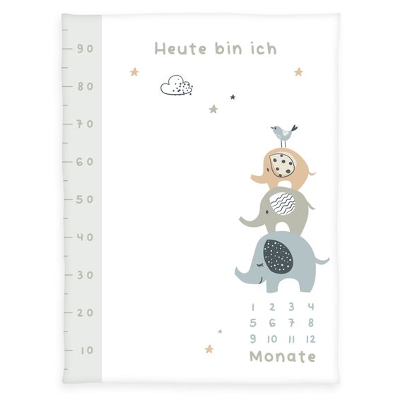 Baby Best Kuscheldecke mit Meilensteinen 75 x100 cm - Elephants