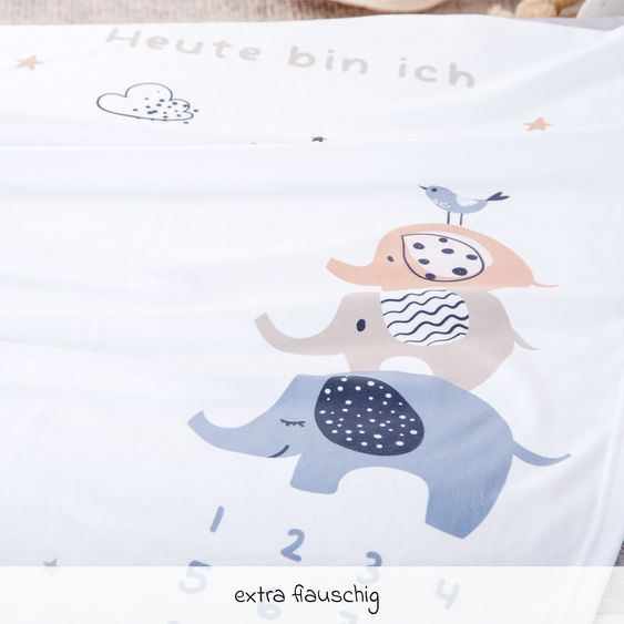 Baby Best Kuscheldecke mit Meilensteinen 75 x100 cm - Elephants