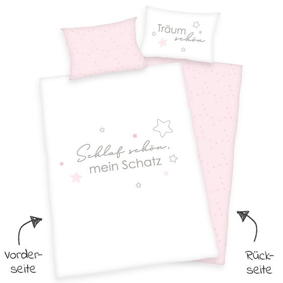Baby Best Wende-Bettwäsche - 100 x 135 cm - Kleiner Schatz - Rosa