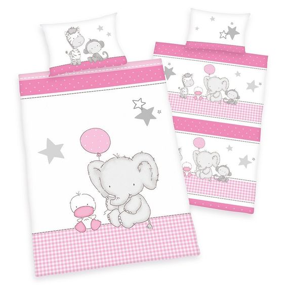 Baby Best Wende-Bettwäsche Biber 100 x 135 cm - Elefant & Ente