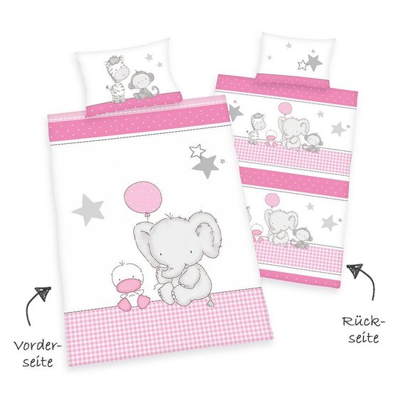 Baby Best Wende-Bettwäsche Biber 100 x 135 cm - Elefant & Ente