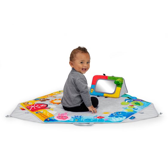 Baby Einstein 4in1 Play Mat with Play Arch Be Discovery with 4 Playmosi, 9 Toys Supports Child Development - Colourful