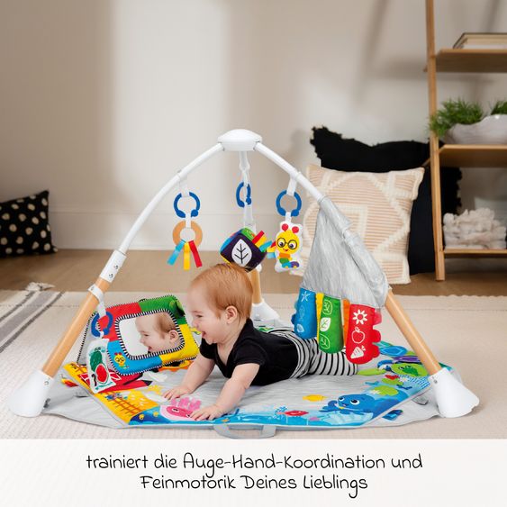 Baby Einstein 4in1 Play Mat with Play Arch Be Discovery with 4 Playmosi, 9 Toys Supports Child Development - Colourful