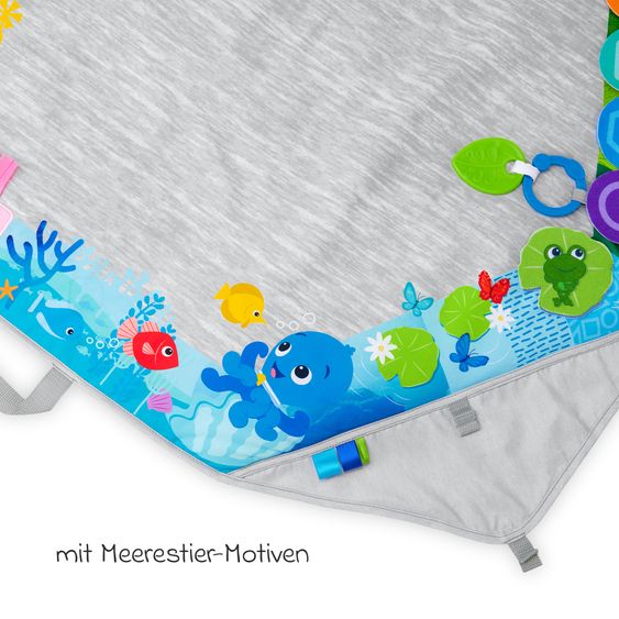 Baby Einstein 4in1 Play Mat with Play Arch Be Discovery with 4 Playmosi, 9 Toys Supports Child Development - Colourful