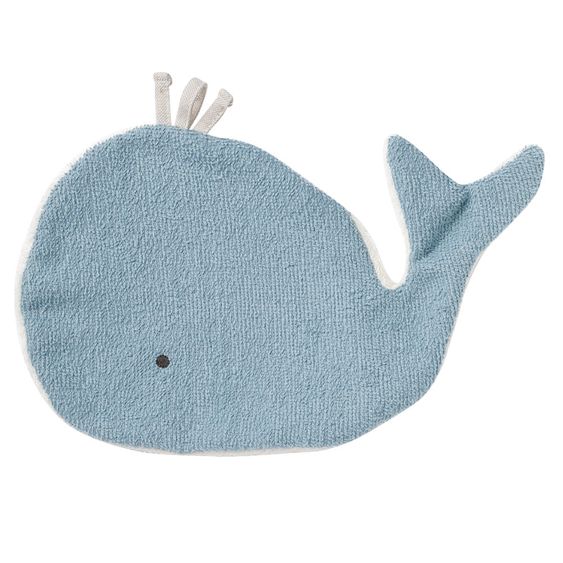 Fehn 2-piece bath set hooded bath towel + wash mitt NATURE organic cotton 70 x 70 cm - whale