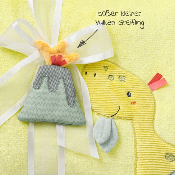 Fehn 2-tlg. Set Kuscheldecke + Greifling Vulkan 75 x 100 cm - Happy Dino