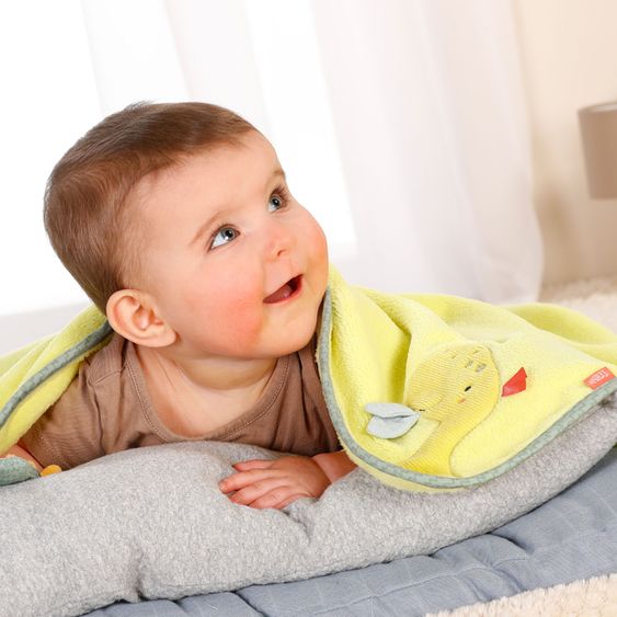 Fehn 2-tlg. Set Kuscheldecke + Greifling Vulkan 75 x 100 cm - Happy Dino