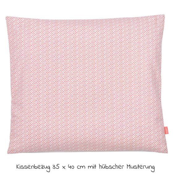 Fehn 4-piece bedding set for extra bed & cradle 90x40 cm / fitted sheet and bedding - Bruno Bear - Pink