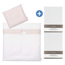 4-tlg. Bettwäsche-Set für Beistellbett & Wiege 90x40 cm / Spannbetttuch und Bettwäsche - Schwanensee - Weiß