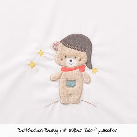 Fehn 4-tlg. Bettwäsche-Set für Kinderbett 140x70 cm / Spannbetttücher + Bettwäsche - Bruno Bär - Weiß