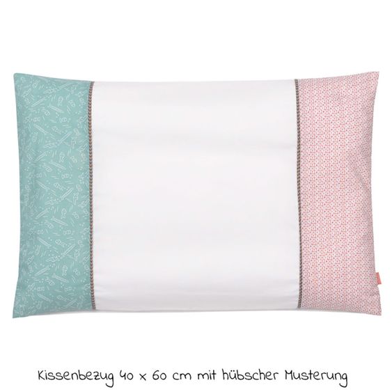 Fehn 7-piece bed set for crib 140x70 cm / bedding + fitted sheets + quilt + bedding + bedding - Bruno Bear - White