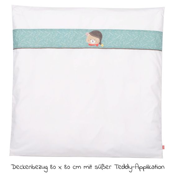 Fehn Biancheria da letto per bambini 80 x 80 cm - Orso Bruno