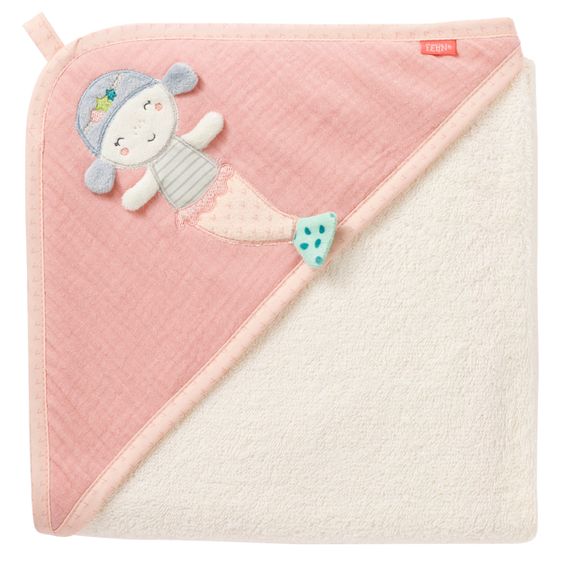 Fehn Asciugamano da bagno con cappuccio a forma di sirena 80 x 80 cm - Mare Bambini