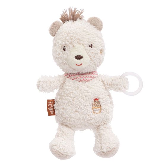 Fehn Mini-Kuscheltier mit Schnullerhalter Bär Luis - Peru