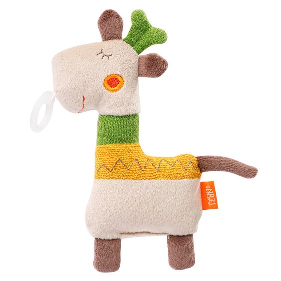 Fehn Mini-Kuscheltier mit Schnullerhalter Giraffe - Loopy & Lotta