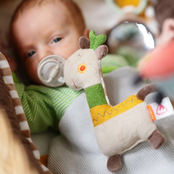 Fehn Mini-Kuscheltier mit Schnullerhalter Giraffe - Loopy & Lotta