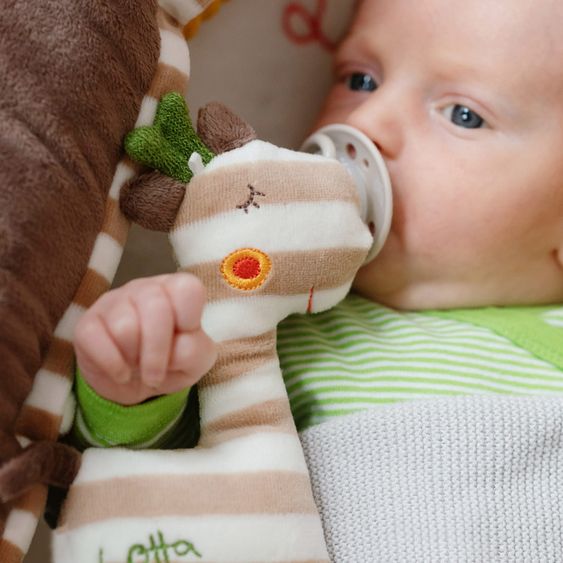 Fehn Mini-Kuscheltier mit Schnullerhalter Giraffe - Loopy & Lotta