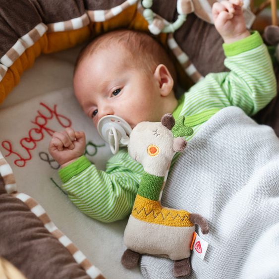 Fehn Mini-Kuscheltier mit Schnullerhalter Giraffe - Loopy & Lotta
