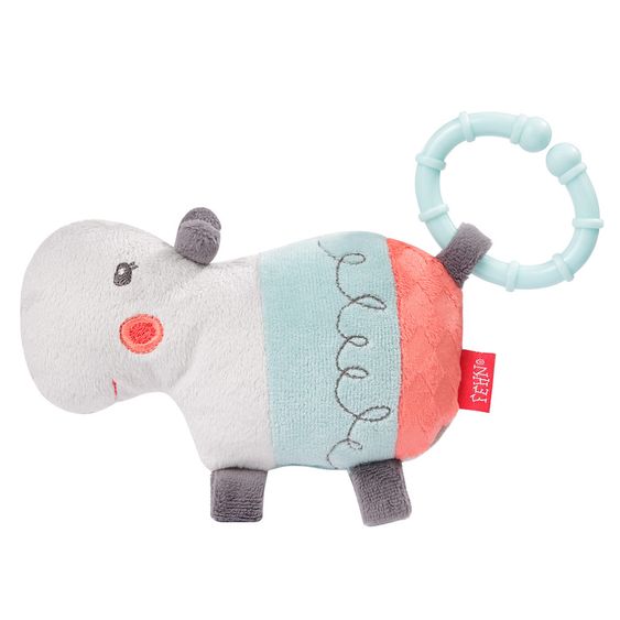 Fehn Play animal to hang mini hippo with ring - Loopy & Lotta