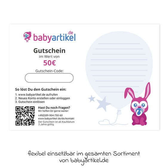 Babyartikel.de 50 Euro Geschenkgutschein - Geburtstag