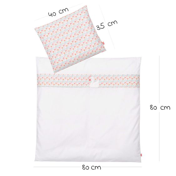 Babyartikel.de 7-tlg. Komplett-Set für Beistellbett & Wiege 90 x 40 cm / Matratze+Spannbetttücher+Steppbett-Set+Bettwäsche -Schwanensee