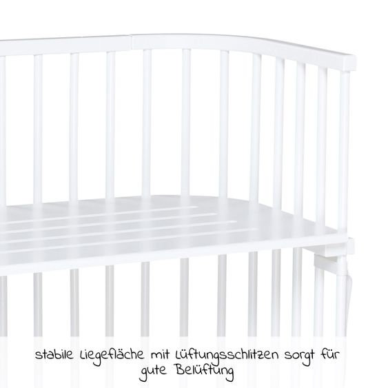 Babybay 5-tlg.- Beistellbett-Set Boxspring mit Matratze Classic Fresh, Nestchen Sterne Weiß Perlgrau, Spannbetttuch Deluxe Weiß & Verschlussgitter - Weiß