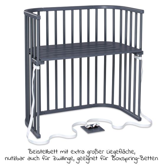Babybay Beistellbett Boxspring - Schiefergrau lackiert