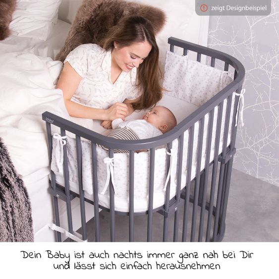 Babybay Beistellbett Boxspring - Schiefergrau lackiert