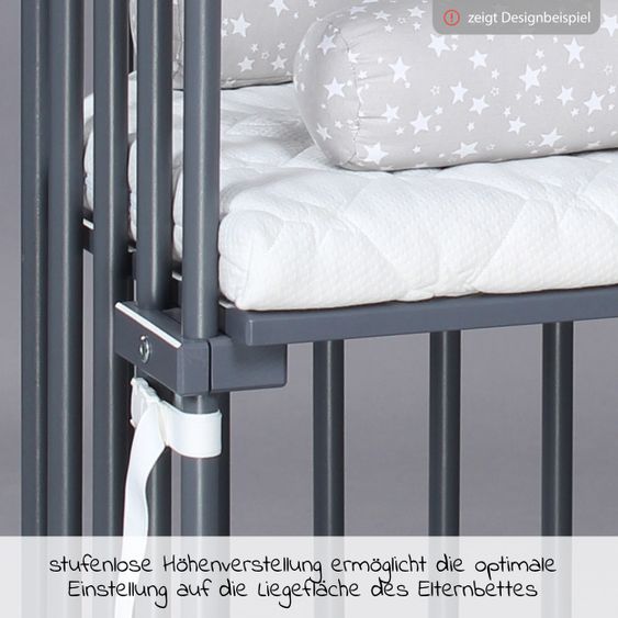 Babybay Beistellbett Boxspring - Schiefergrau lackiert