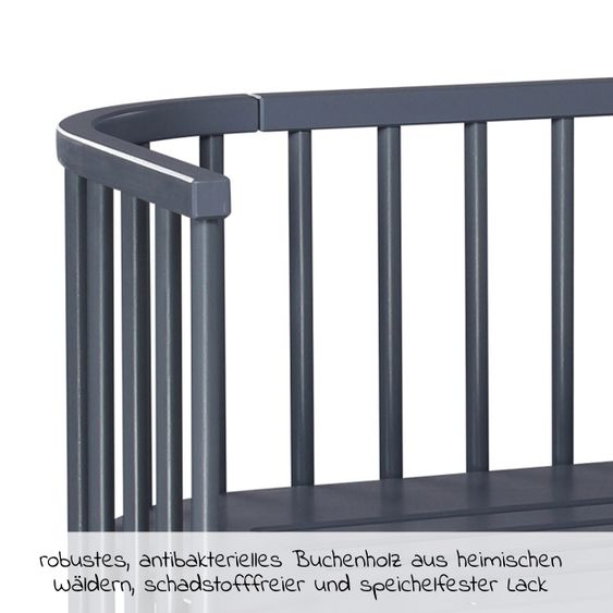 Babybay Beistellbett Boxspring - Schiefergrau lackiert
